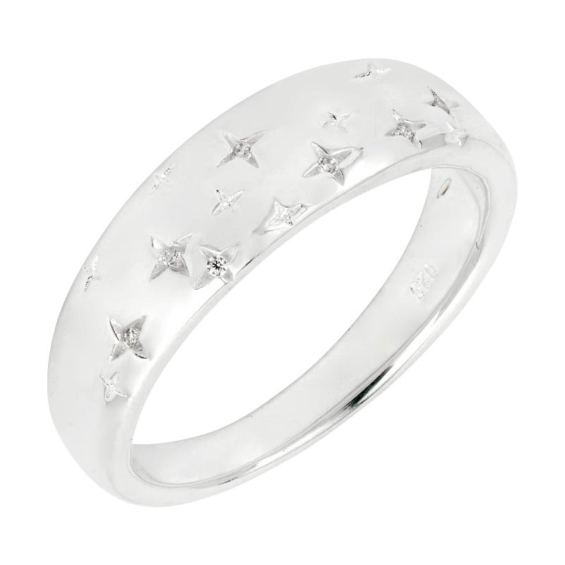 Silver Starry Night Ring with CZ Rings Gecko K (50) 