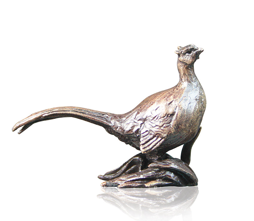 solid bronze miniature sculpture of pheasant Carathea jewellers