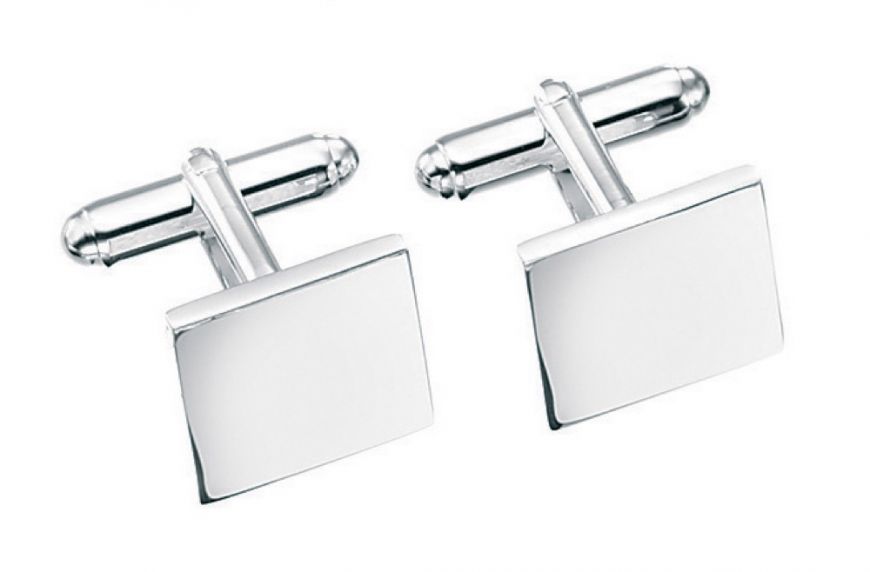 Silver Square Cufflinks - Engravable Cufflinks Gecko