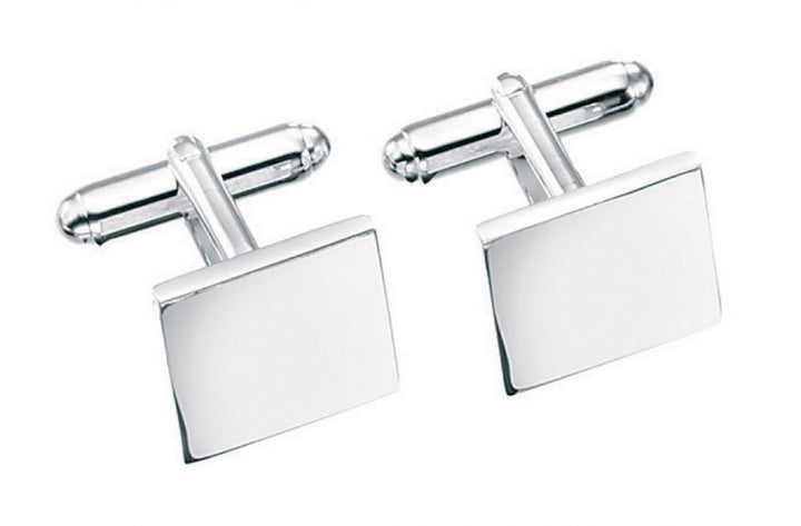 Silver Square Cufflinks - Engravable Cufflinks Gecko