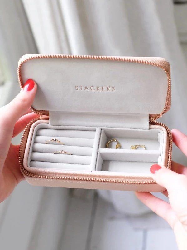 Stackers Mid-Size Zipped Travel Jewellery Box in Blush