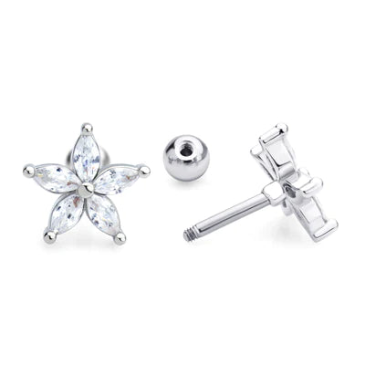 Stainless Steel CZ Flower Stud Earrings Earrings Monera 