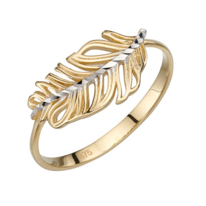 Two-Colour Gold Feather Ring Rings Treasure House Limited 