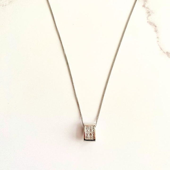 white gold diamond pave slider pendant Carathea Jewellers
