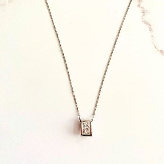 white gold diamond pave slider pendant Carathea Jewellers