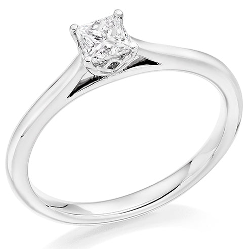 platinum solitaire diamond ring in princess cut 0.33ct