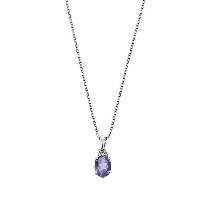 9ct White Gold Tanzanite & Diamond Pendant Necklaces & Pendants Carathea