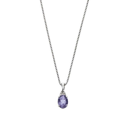 9ct White Gold Tanzanite & Diamond Pendant Necklaces & Pendants Carathea 