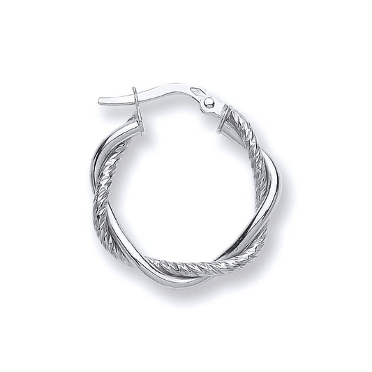 White Gold Twist Hoop Earring Hanron 