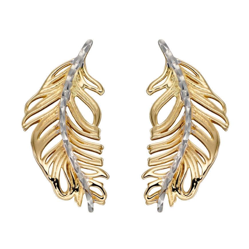 14k gold on sale feather earrings